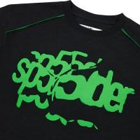 SP5DER BLACK CONTRAST STITCH SLUB TEE