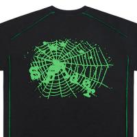 SP5DER BLACK CONTRAST STITCH SLUB TEE