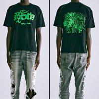 SP5DER BLACK CONTRAST STITCH SLUB TEE