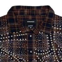 KINDRED RHINESTONE & PEARL FLANNEL SHIRTS BROWN