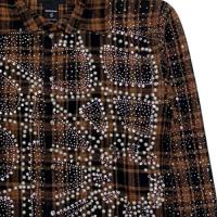 KINDRED RHINESTONE & PEARL FLANNEL SHIRTS CAMEL