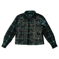 KINDRED RHINESTONE & PEARL FLANNEL SHIRTS GREEN
