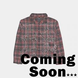 KINDRED RHINESTONE & PEARL FLANNEL SHIRTS RED