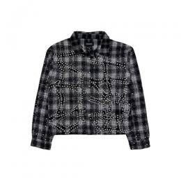 KINDRED RHINESTONE & PEARL FLANNEL SHIRTS BLACK