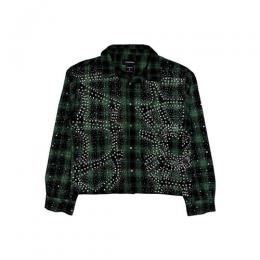 KINDRED RHINESTONE & PEARL FLANNEL SHIRTS GREEN