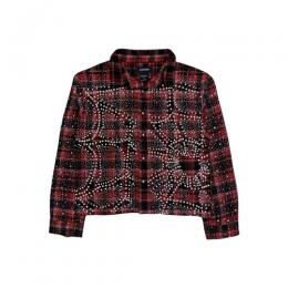 KINDRED RHINESTONE & PEARL FLANNEL SHIRTS RED