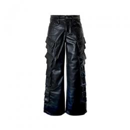 VALABASAS SASORI BLACK BAGGY VEGAN LEATHER JEAN