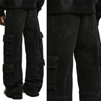 REPUTATION STUDIOS BAGGY CARGO DENIM - BLACK