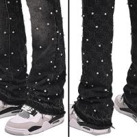 REPUTATION STUDIOS RHINESTONE FLARE DENIM - BLACK