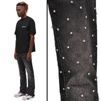 REPUTATION STUDIOS RHINESTONE FLARE DENIM - BLACK