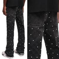 REPUTATION STUDIOS RHINESTONE FLARE DENIM - BLACK