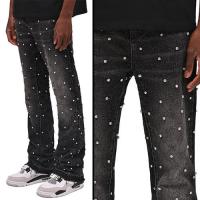 REPUTATION STUDIOS RHINESTONE FLARE DENIM - BLACK