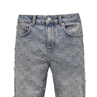 REPUTATION STUDIOS RHINESTONE FLARE DENIM - LIGHT STONE