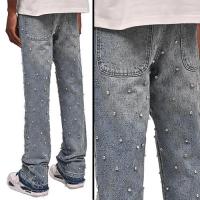 REPUTATION STUDIOS RHINESTONE FLARE DENIM - LIGHT STONE