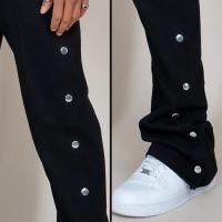 EPTM FRENCH TERRY SNAP FLARED PANTS - BLACK