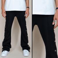 EPTM FRENCH TERRY SNAP FLARED PANTS - BLACK