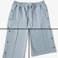 EPTM FRENCH TERRY SNAP FLARED PANTS - HEATHER GREY