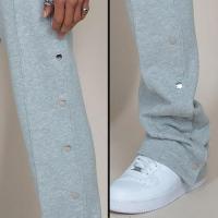 EPTM FRENCH TERRY SNAP FLARED PANTS - HEATHER GREY