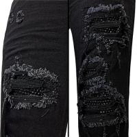mnml X201 RHINESTONE SKINNY DENIM - BLACK