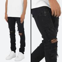 mnml X201 RHINESTONE SKINNY DENIM - BLACK
