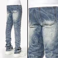 GUAPI AQUA BLUE RIVETS STACKED DENIM