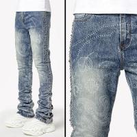 GUAPI AQUA BLUE RIVETS STACKED DENIM