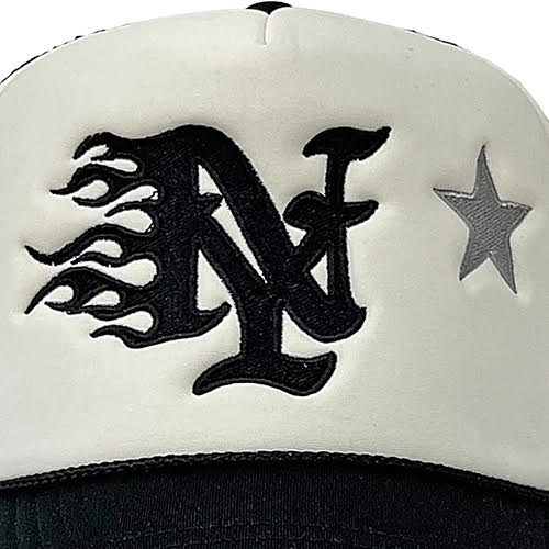 DROPOUT NEW YORK NY FLAMES TRUCKER CAP WHITE/BLACK
