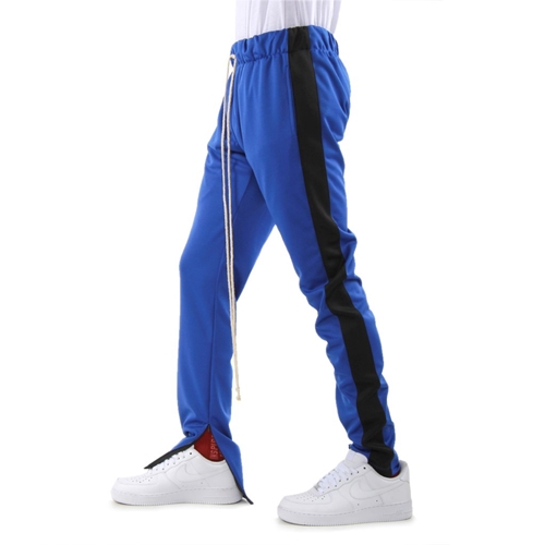 blue and black track pants