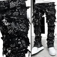 GUAPI OBSIDIAN BLACK PAISLEY STACKED DENIM