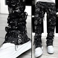 GUAPI OBSIDIAN BLACK PAISLEY STACKED DENIM