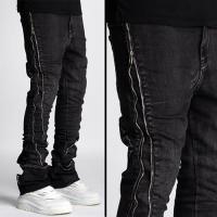 GUAPI IRON GREY STACKED ZIPPER DENIM