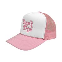 Free & Easy DON'T TRIP EMBROIDERED TRUCKER CAP - WHITE/SOFTPINK
