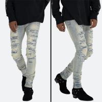 mnml X165 PAISLEY STRETCH SKINNY DENIM - BLUE/BLACK