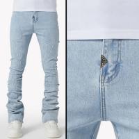 GUAPI AQUA BLUE EMBOSSED FLOWERS DENIM