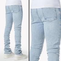 GUAPI AQUA BLUE EMBOSSED FLOWERS DENIM