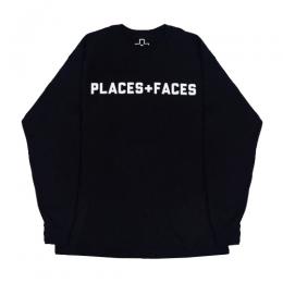 PLACES+FACES LONG SLEEVE LOGO TEE  (L/S) / BLACK