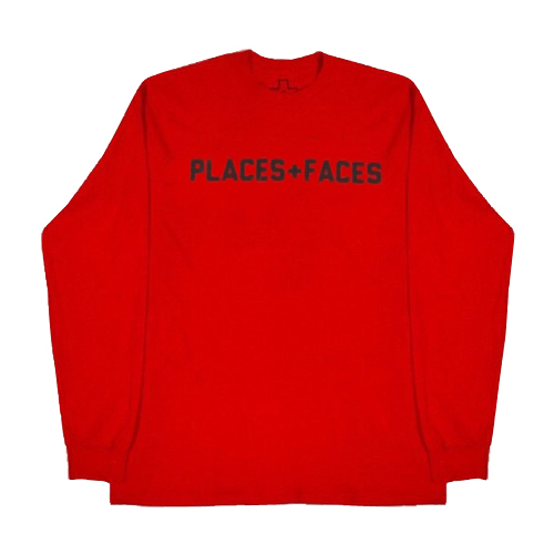 PLACES+FACES LONG SLEEVE LOGO TEE (L/S) / RED