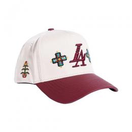 REFERENCE PARADISE LA BEADED SNAPBACK CAP CREAM BURGUNDY