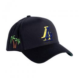 REFERENCE PARADISE LA MIRRORED SNAPBACK CAP BLACK YELLOW BLUE