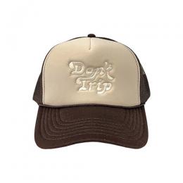 Free & Easy DON'T TRIP EMBROIDERED TRUCKER CAP - TAN BROWN/WHITE