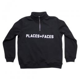 PLACES+FACES QUARTER ZIP SWEATER / BLACK