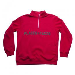 PLACES+FACES QUARTER ZIP SWEATER / RED