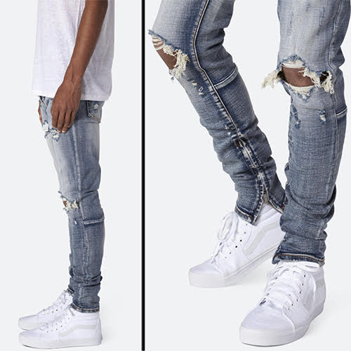 mnml M1 STRETCH SLIM ZIPPER DENIM - BLUE | KingStar