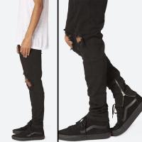 mnml M1 STRETCH SLIM ZIPPER DENIM - BLACK