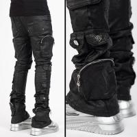 GUAPI ALL BLACK MONOGRAM EMBELLISHED DENIM