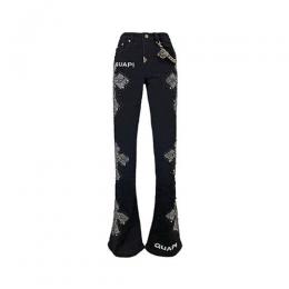 GUAPI OBSIDIAN BLACK DISTRESSED CROSS DENIM