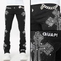 GUAPI OBSIDIAN BLACK DISTRESSED CROSS DENIM