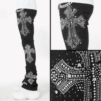 GUAPI OBSIDIAN BLACK DISTRESSED CROSS DENIM