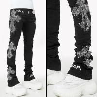 GUAPI OBSIDIAN BLACK DISTRESSED CROSS DENIM