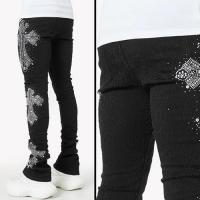 GUAPI OBSIDIAN BLACK DISTRESSED CROSS DENIM